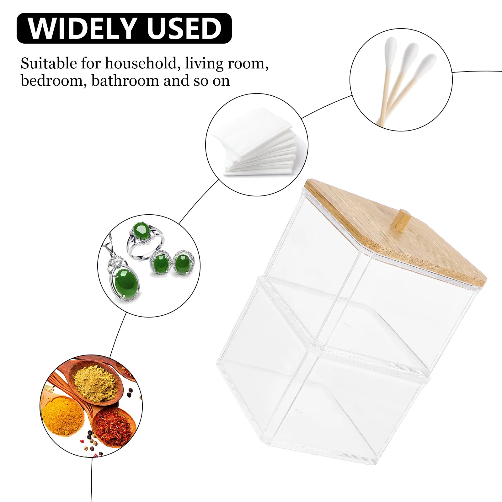 

1Pcs Transparent Cotton Pad Storage Box Acrylic Cotton Swabs Organizer Square Acrylic Container Dustproof Lid Makeup Storage