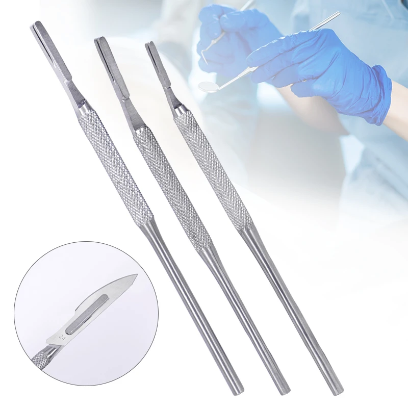 

1PC Stainless Steel Handles Dental Surgery Round Scalpel Handles Available In Curved Straight Styles Dental Instruments