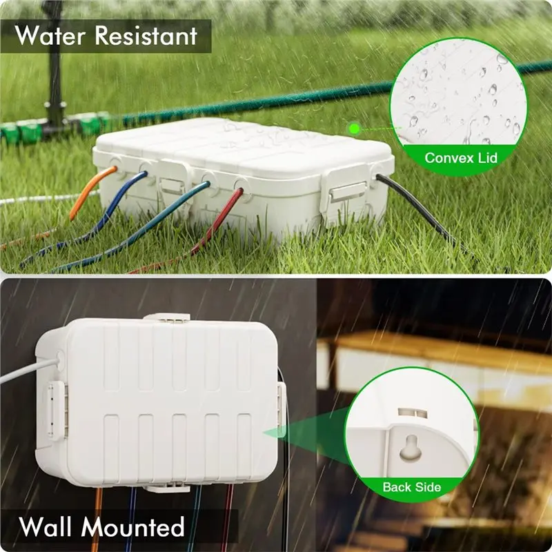 ABUG-Multi-Port Extra Large IP54 Waterproof Outdoor Electrical Box Weatherproof Junction Box For Outlets Holiday Lights Plug