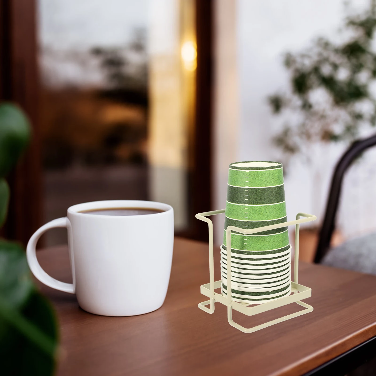 

Creative Wrought Iron Holder for Home Bar Counter Paper Cup Organizer Rack Stand Household Desktop Cup Dispenser