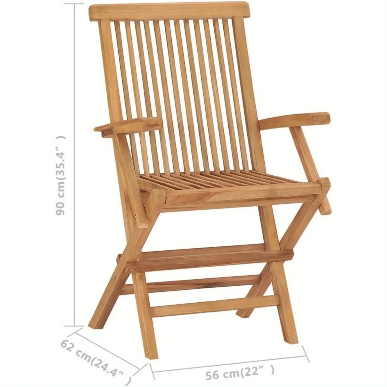 Folding Patio Chairs 3 pcs Solid Teak Wood