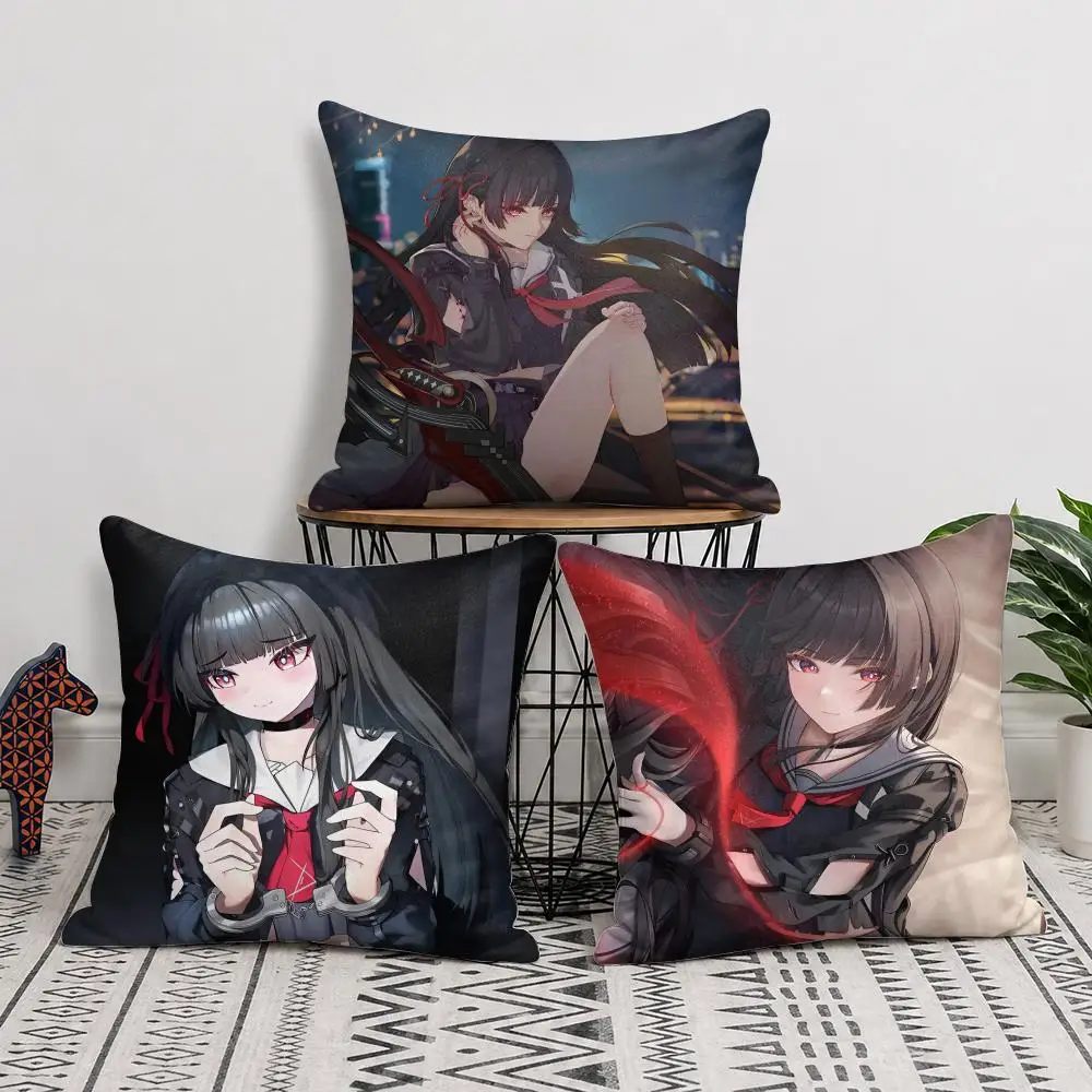 Kuchiba Chisa Wuthering Waves Cushion Cover Short Plush Soft Double-Sided Printing Pillow Case Cozy Sofa Bedroom Home Decor Gift