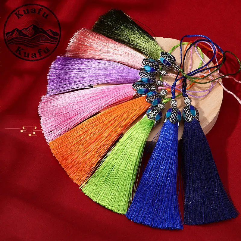 5/10PCS 9CM Tassels Cloisonne Cap Silky Handmade Soft Tassel Fringe For DIY Jewelry Making Bookmark Pendant Accessories