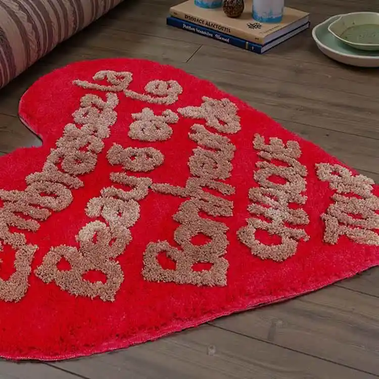 

Ковер в форме сердца для девичьей спальни, для ремонта комнаты, новинка 2025 года, во французском стиле, машинная стирка, асимметричный, для домашнего декора