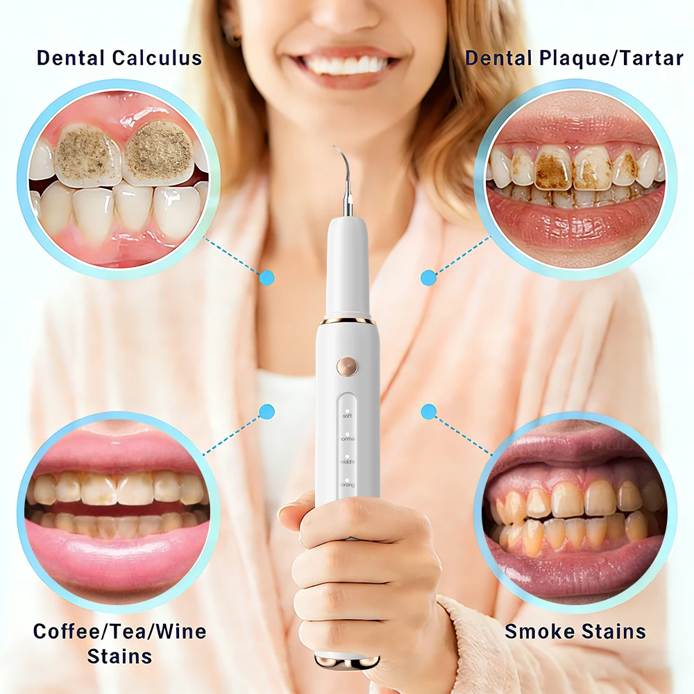T5 Ultrasonic Dental Scaler 5 Cleaning Modes Electric Teeth Cleaner LED Light Dental Plaque Tartar Calculus Remover for Teeth