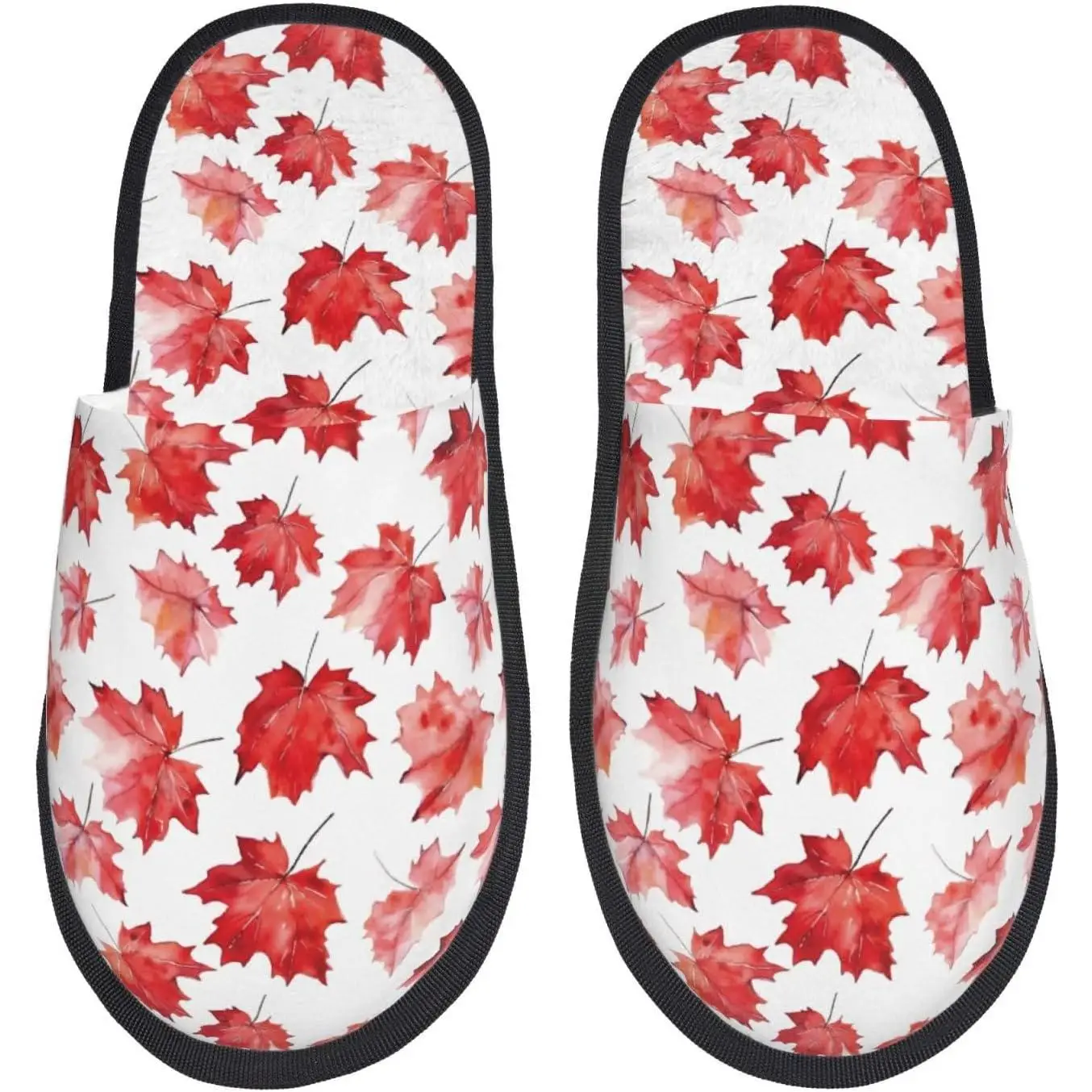 

Realistic Maple Leaf Print Women'S Fuzzy Slip On Indoor Outdoor Winter House Slippers Guest Slippers for Bedroom Women Print