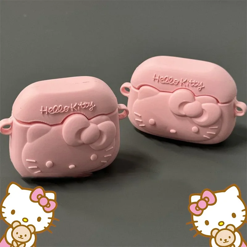 Cartoon 3D Kuromi Hello Kittys Sanrio Airpods Case Cute Aime Airpods Pro Anti Slip Anti Drop Kawaii Soft Protectuve Sleeve Gifts