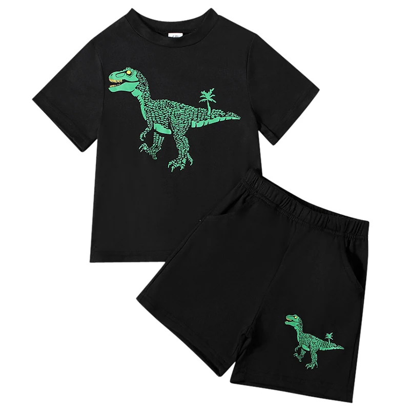 

Children's Sets Summer Toddler Boy Clothing Casual Fashion Cartoon Dinosaur Short Sleeve Baby Tops+Shorts Kids Clothes BC1452