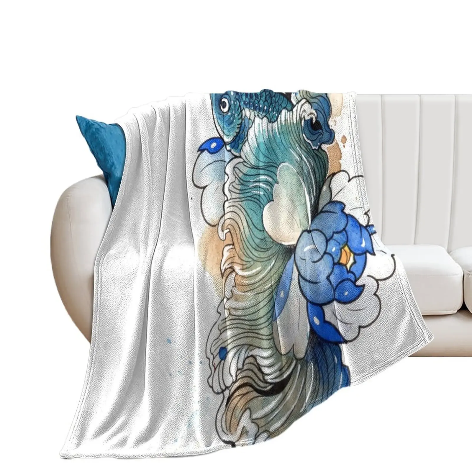 Blue - Betta Splendens Throw Blanket Softest Luxury St Blankets