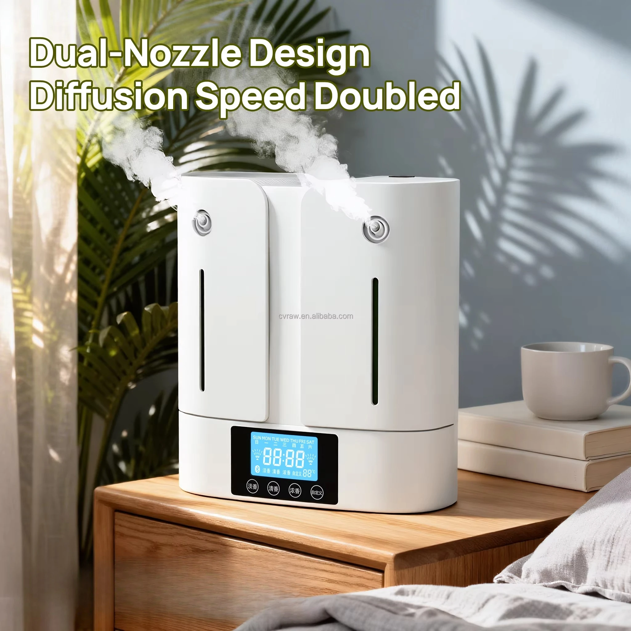 Automatic Fragrance Diffuser, Double Nozzle, 2-Fluid System, 320ML, App-Controlled, Wall-Mounted, Commercial Use