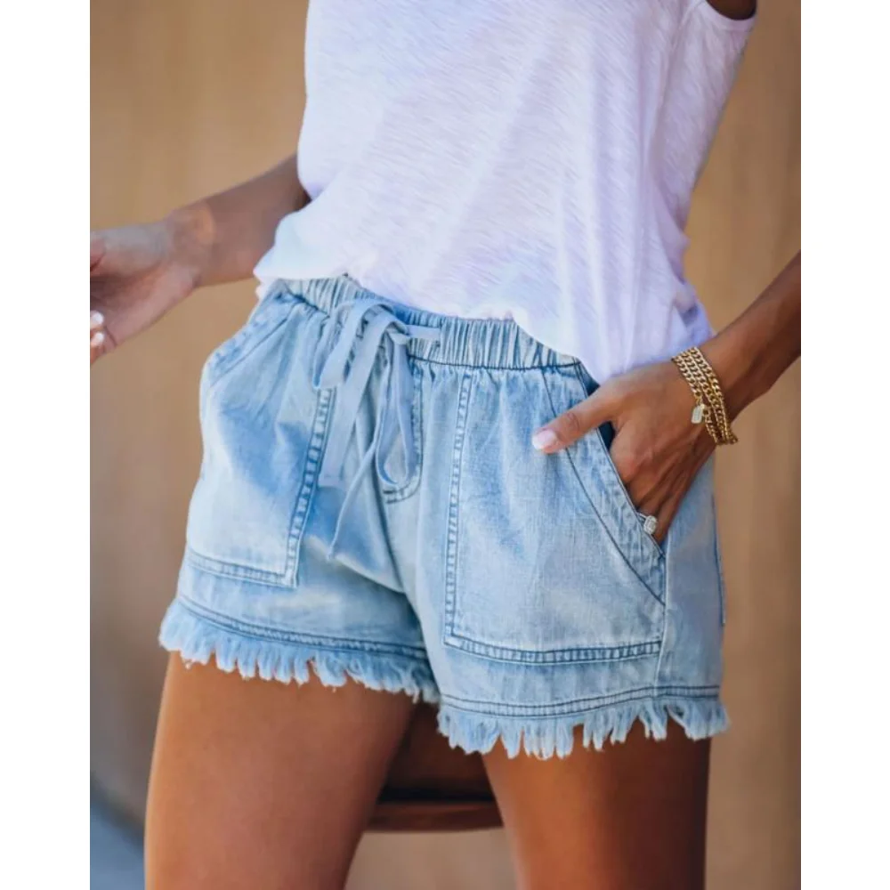 Dames Lichtgewicht Shorts Casual Baggy Trendy Korte Broek Elastische Taille Trekkoord Comfy Shorts