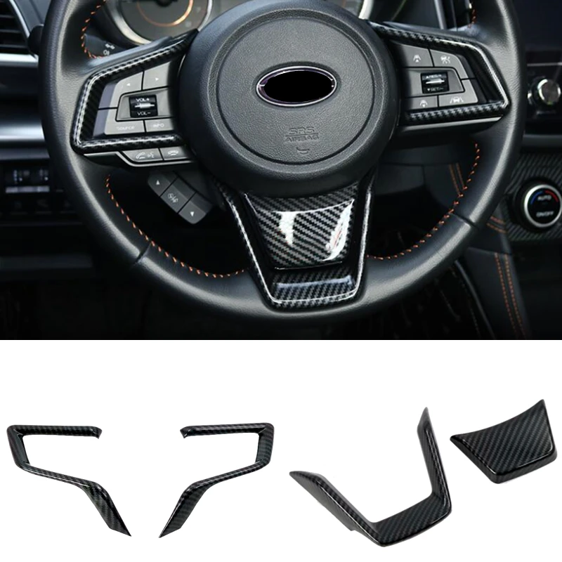 

Car Accessories for Subaru Outback 2021 2022 Carbon Fiber Printed Interior Steering Wheel Decoration Cover Trim 4pcs