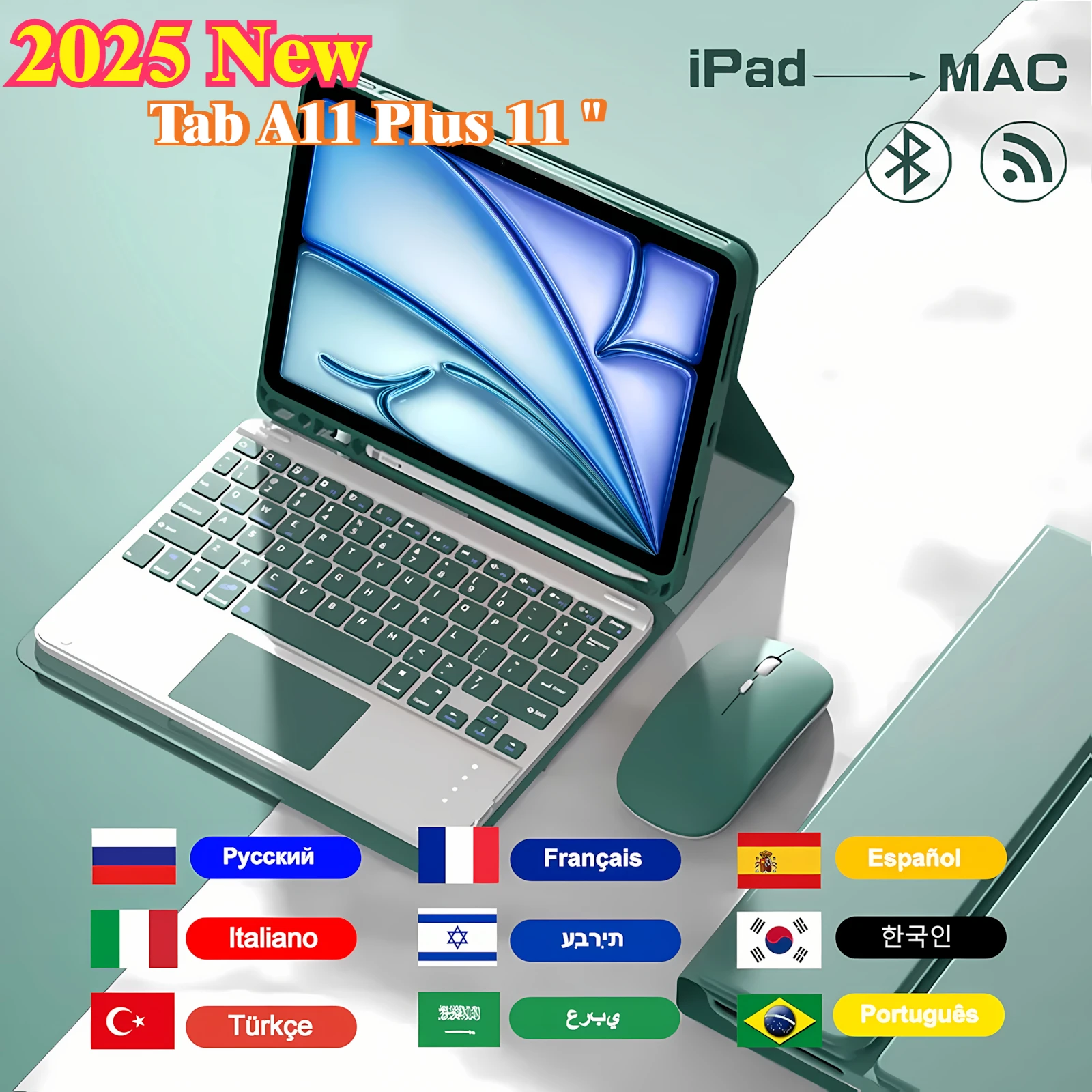 

2025 New Tab A11 + Plus 11 inch Case Mouse Touch Keyboard Case for Samsung Galay A11 Plus 11" Inch Funda Shockproof Tablet Cover