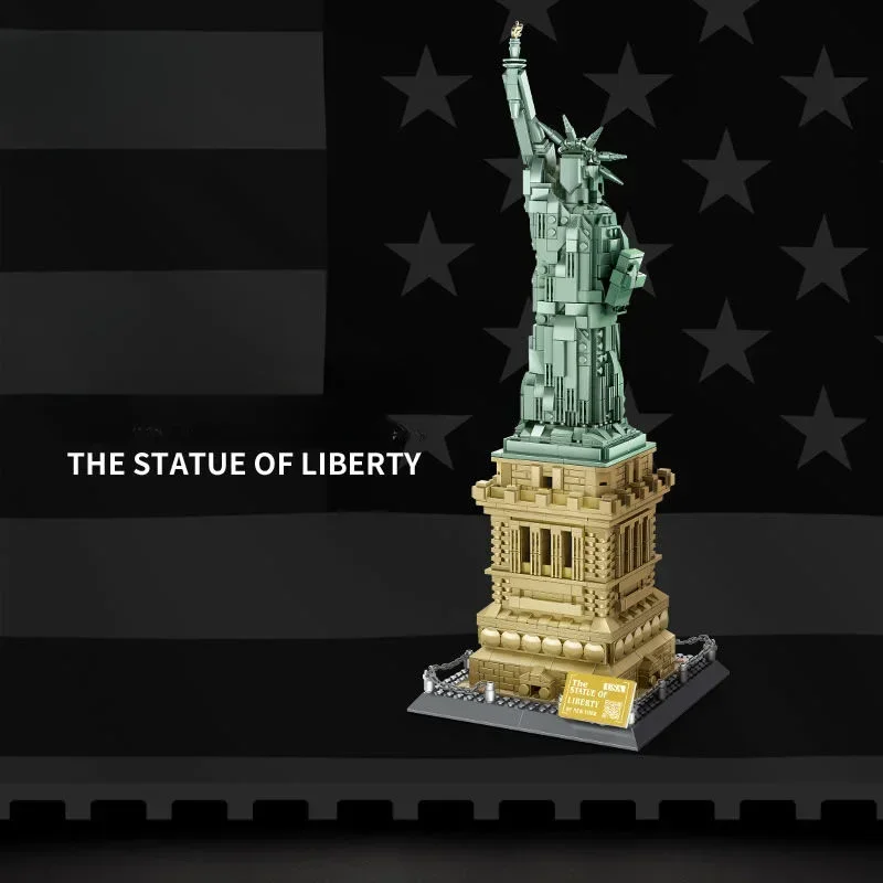 Cute Version Statue Of Liberty Of US Building Blocks  World Famous Architecture Bricks City Street View Toys Gifts For Children