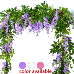 2pcs 7ft Artificial Silkflower Garland Wisteria Blossom Vine Flower Wreath Garland Wedding Home Decor Wedding Arch Floral Decor