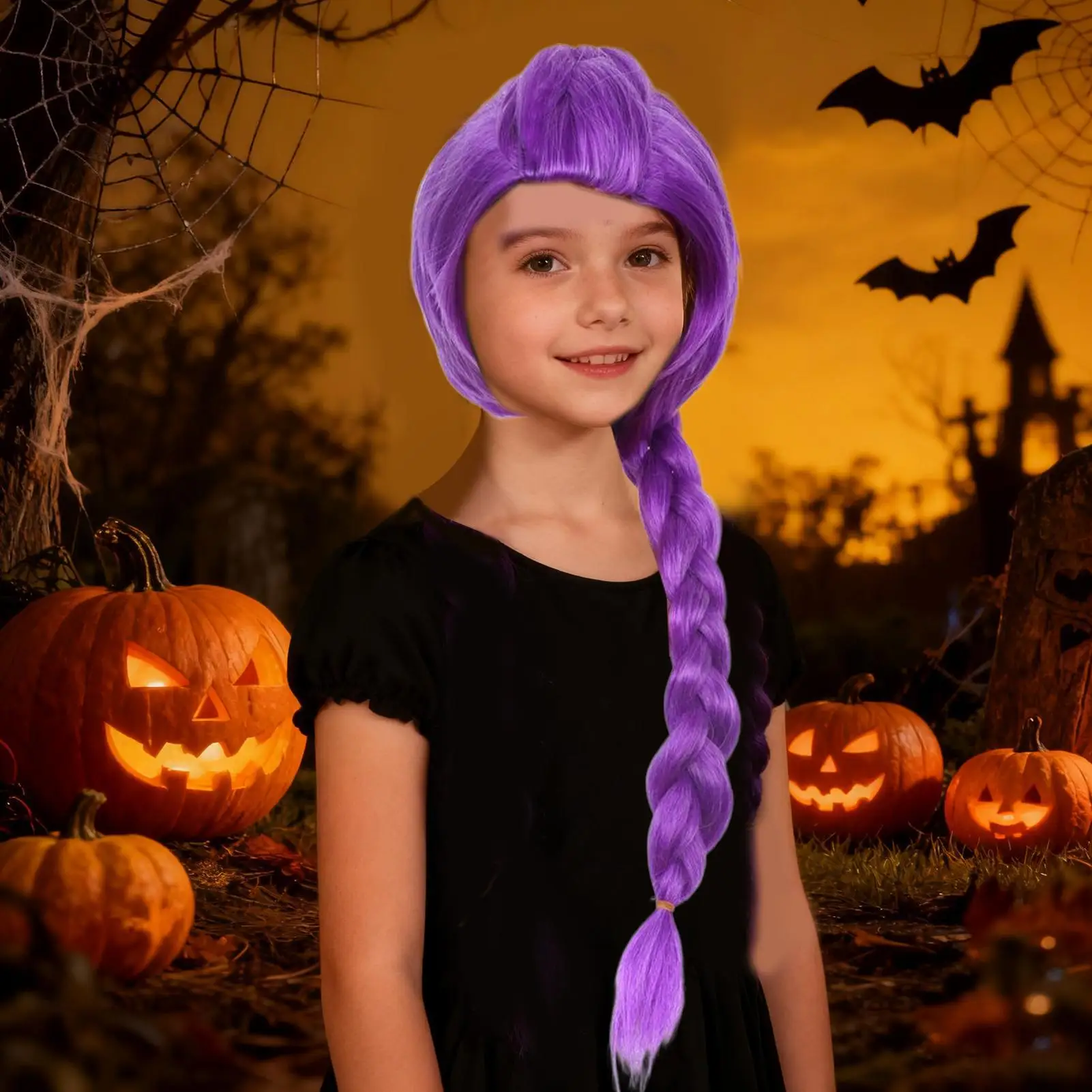 Anime Anti-Static Dress-Up Accessories Movie Character Props Wigs Hair for Kids Girls Cosplayers Fans Halloween Easter