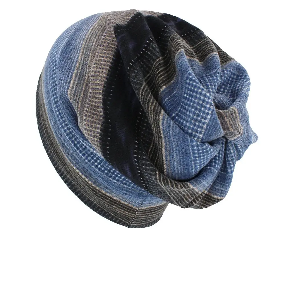 Multifunction Autumn Winter Women Dual-use Hats Ladies Skullies Beanies Stripe Design Thin Girl Fashion Feminino Scarf BHT186