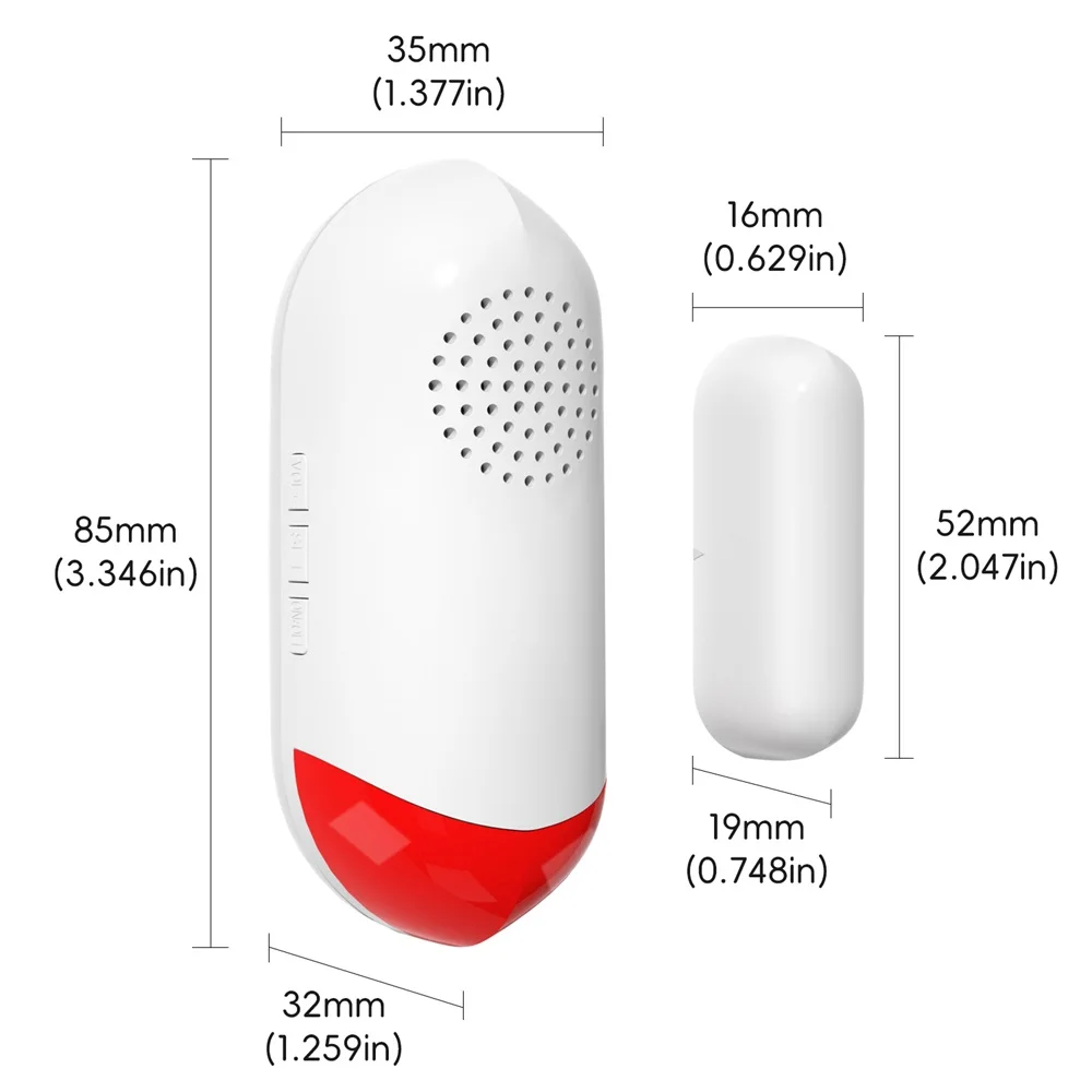 TUYA WIFI المنزل الذكي 100 ديسيبل إنذار الباب والنافذة الاستشعار إنذار المغناطيسي إنذار الأمن صفارة الإنذار فلاش مصباح