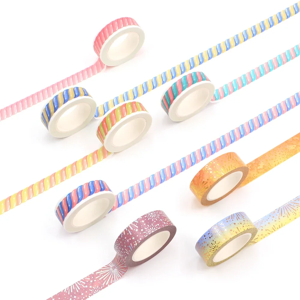 1pcs Decorative Colorful Candy Washi Tapes PLANNER Adhesive Stickers Masking Tape Cute Stationery 15mm*10m