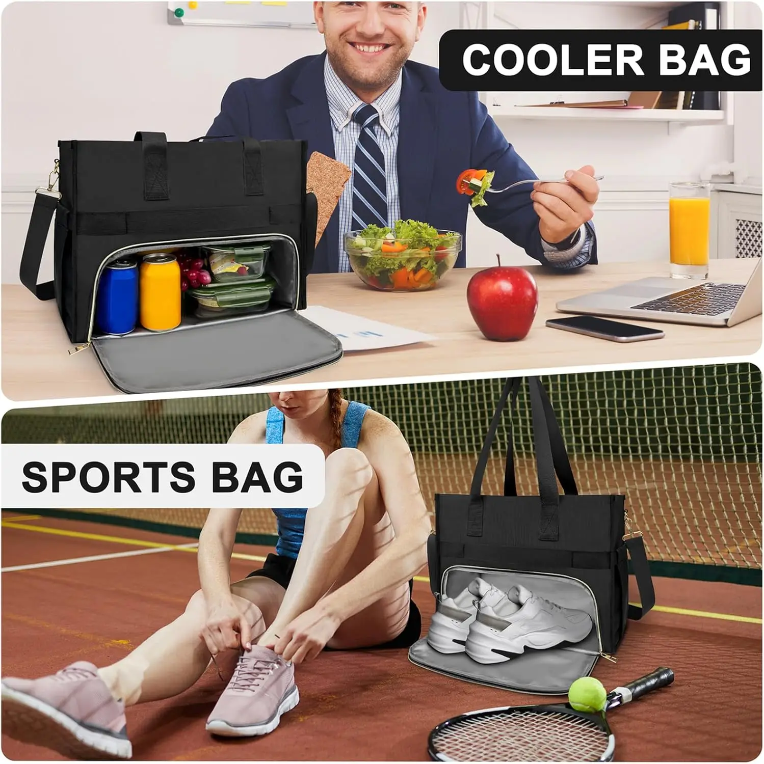 حقيبة غداء للنساء، حقيبة كمبيوتر محمول مقاس 15.6 بوصة مع حجرة صندوق غداء معزولة للممرضة، مكتب عمل المعلم في الهواء الطلق · تخفيضات كبيرة