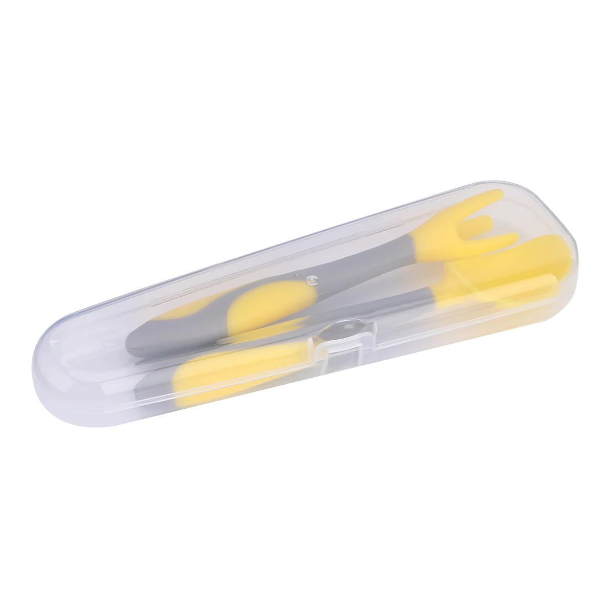 

Baby Learning Tableware Training Spoon Kids Fork Durable PP TPE High Temp Non Slip H Practical Feeding Spoon