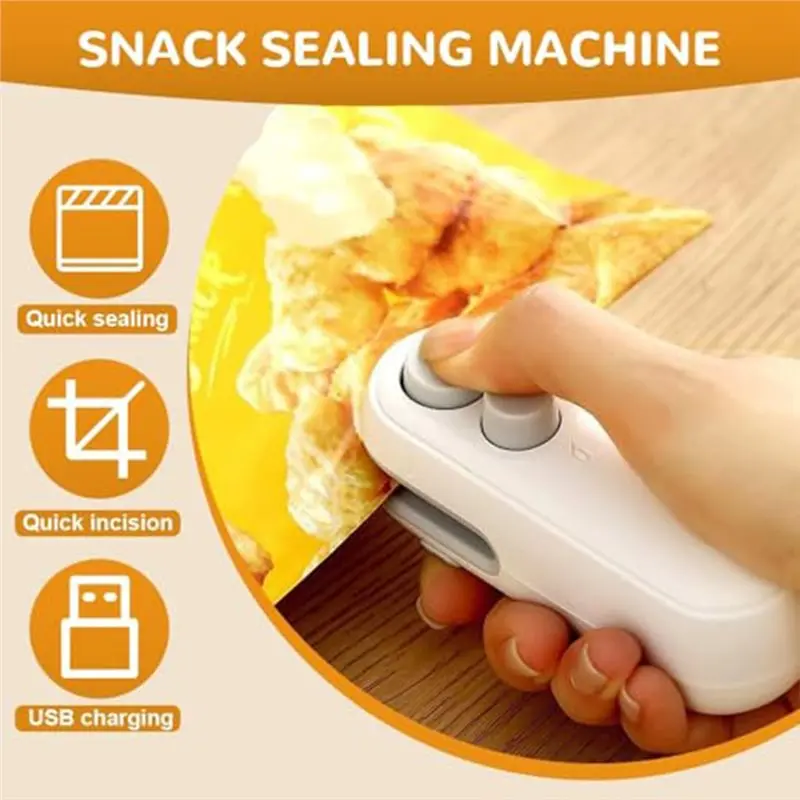 VELIF-Resealing Machine, Mini Bag Sealer, Upgraded 2 In 1 Rechargeable Portable Bag Sealing Device For Travel