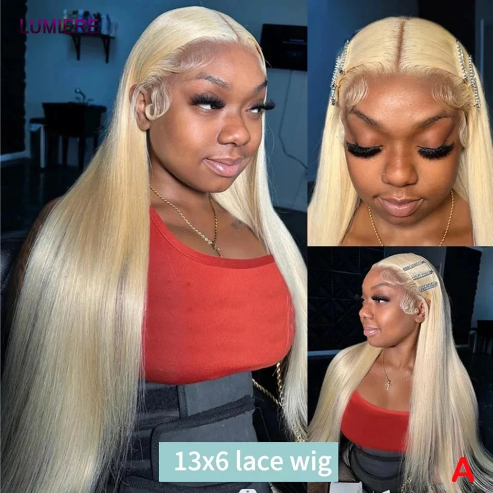 

613 Hd Парик фронтальной части шнурка 13x6 Костные прямые парики из натуральных волос Бразильский плотность 250 Предварительно выщипанный блондин прозрачный парик фронта шнурка