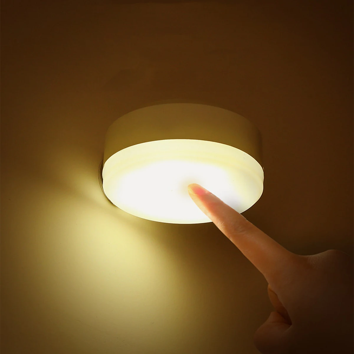 Round Bedroom LED Bedside Lamp 3 Color Stepless Dimming USB Kitchen Cabinet Night Light For Stairs Hallway Closet Decoration