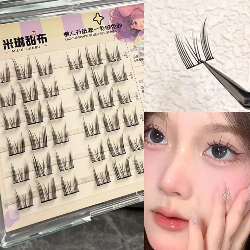 Popular 3D Self-Adhesive Eyelashes with Jelly Glue Strips Glue Free False Eyelashes Multiple Styles Handmade Manga Lashes Wome