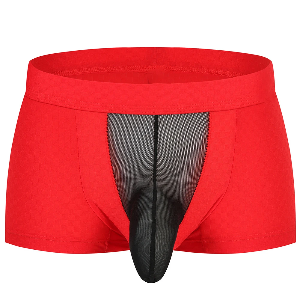 Sexy Mens Sheer Low Waist Underwear Elephant Nose Briefs Stretch Undershorts Comfort Breathable Panties Lingerie Hombre