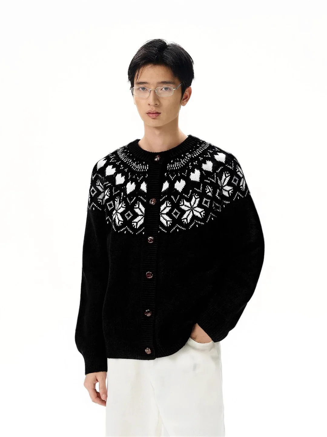 

Американский ретро Fair Isle вязаный открытый кардиган свитер мужской осенне-зимний ленивый свободный повседневный универсальный джемпер для пар