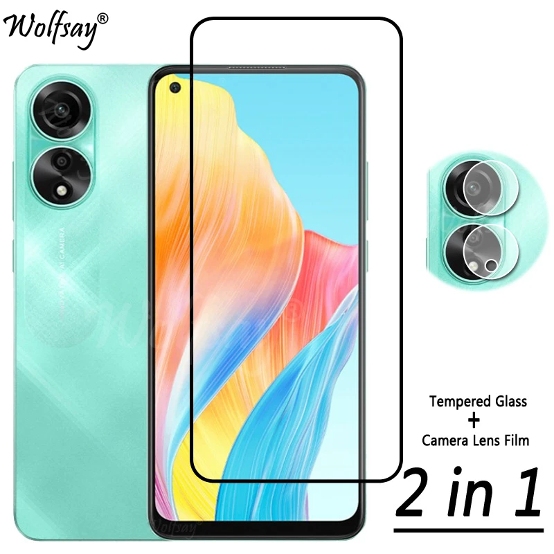 2 in 1 Full Cover Tempered Glass For Oppo A78 4G Screen Protector For Oppo A78 4G Camera Lens For Oppo A78 4G Glass 6.43 inch