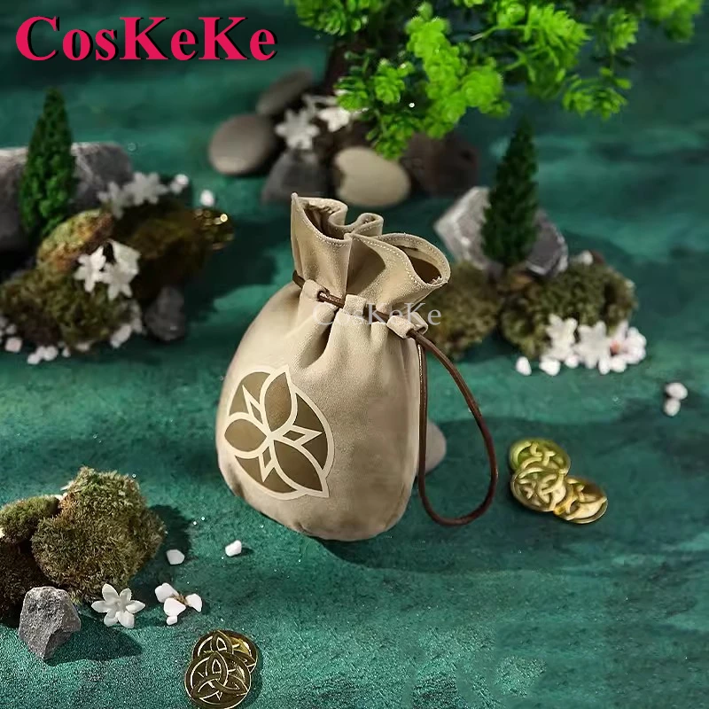 CosKeKe Game Genshin Impact Tartaglia/Zhongli Mora Moneybag Cosplay Lovely Purse Accessorie Morra Coins Role Play Accessories