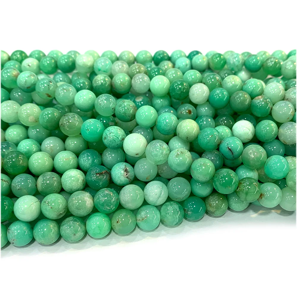 Veemake Natuurlijke Groene Chrysoprase Ronde Losse Edelsteen Kralen Sieraden Ontwerp Ketting Armbanden 07988