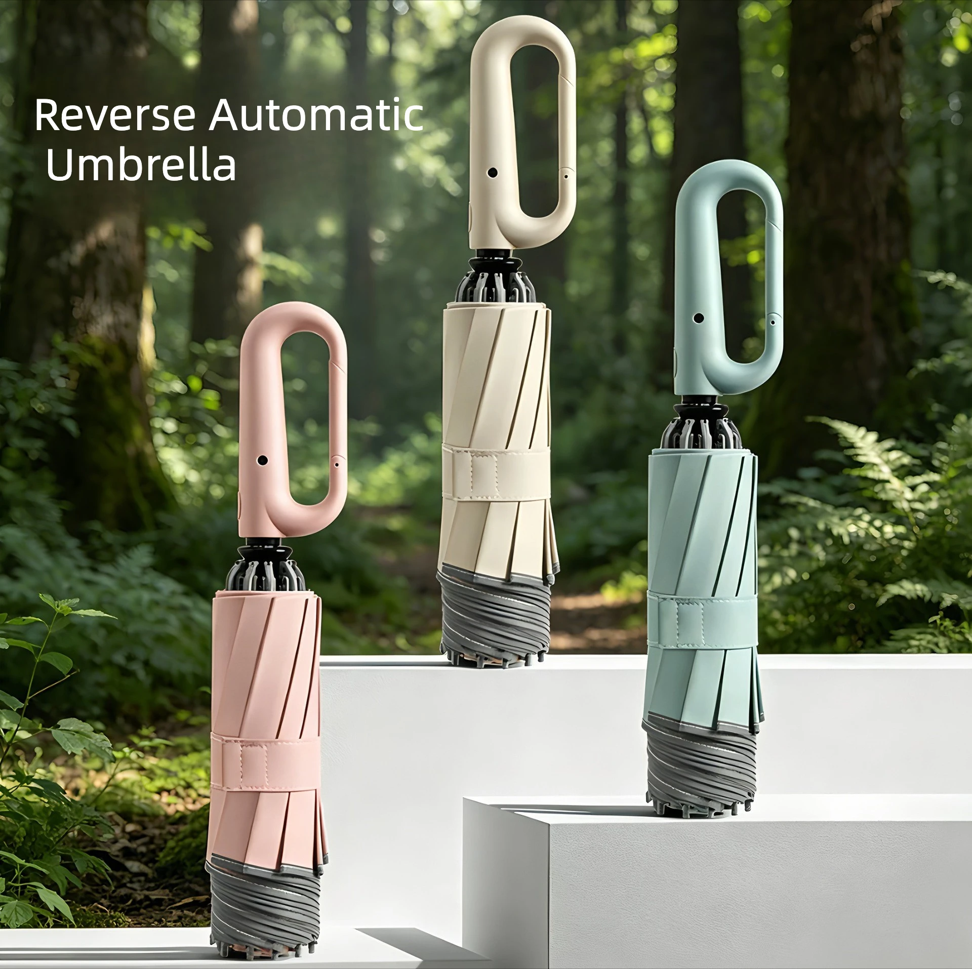 Travel Portable Reverse Automatic Folding Umbrella,Safety Reflective Strip,Windproof Strong Sun and Rain Umbrellas for Men Women