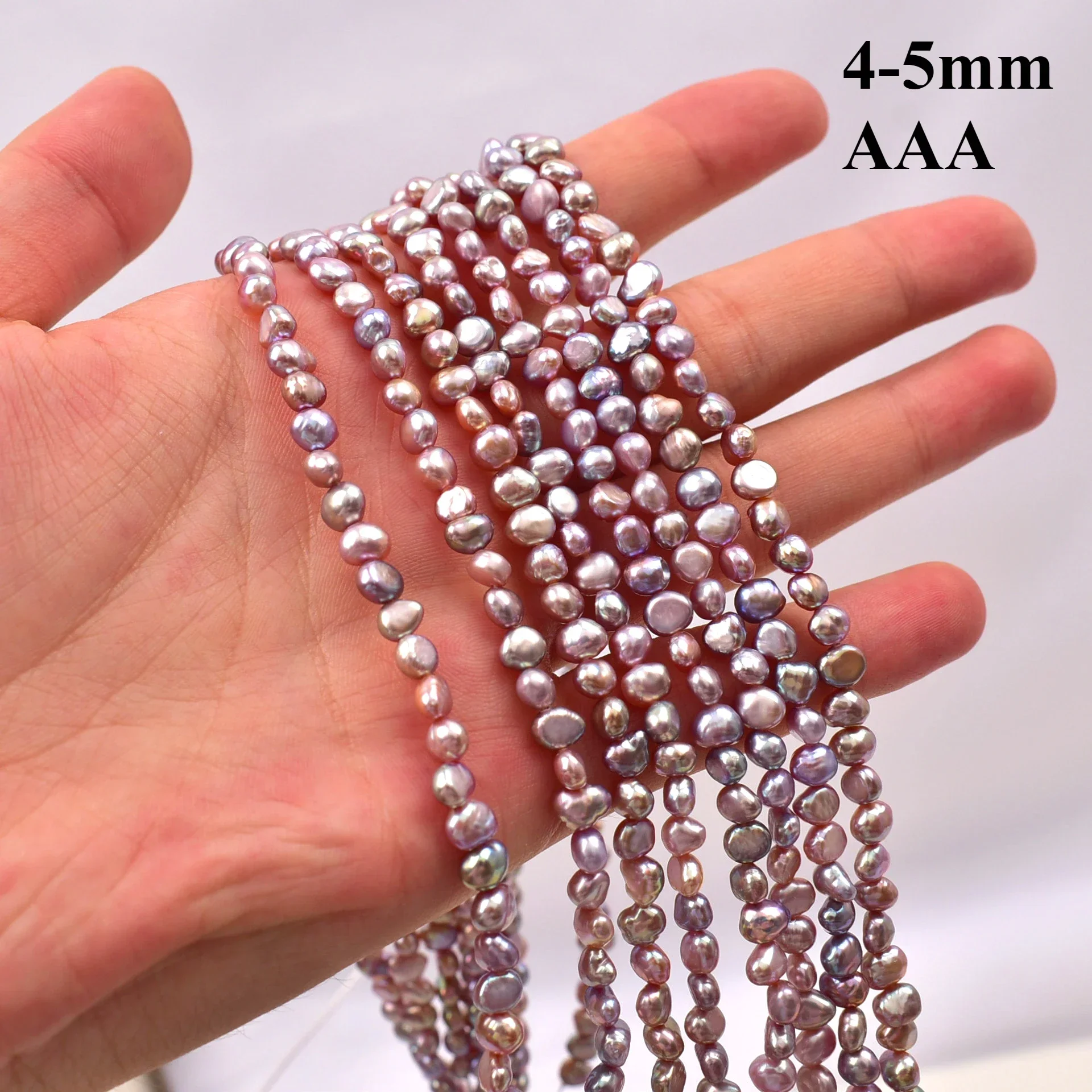 4-5mm3A Irregular Shape Luminous Silky-Smooth Natural Freshwater Purple Pearl Bead Jewelry MakeDIY Necklace Bracelet Accessories - Image 3