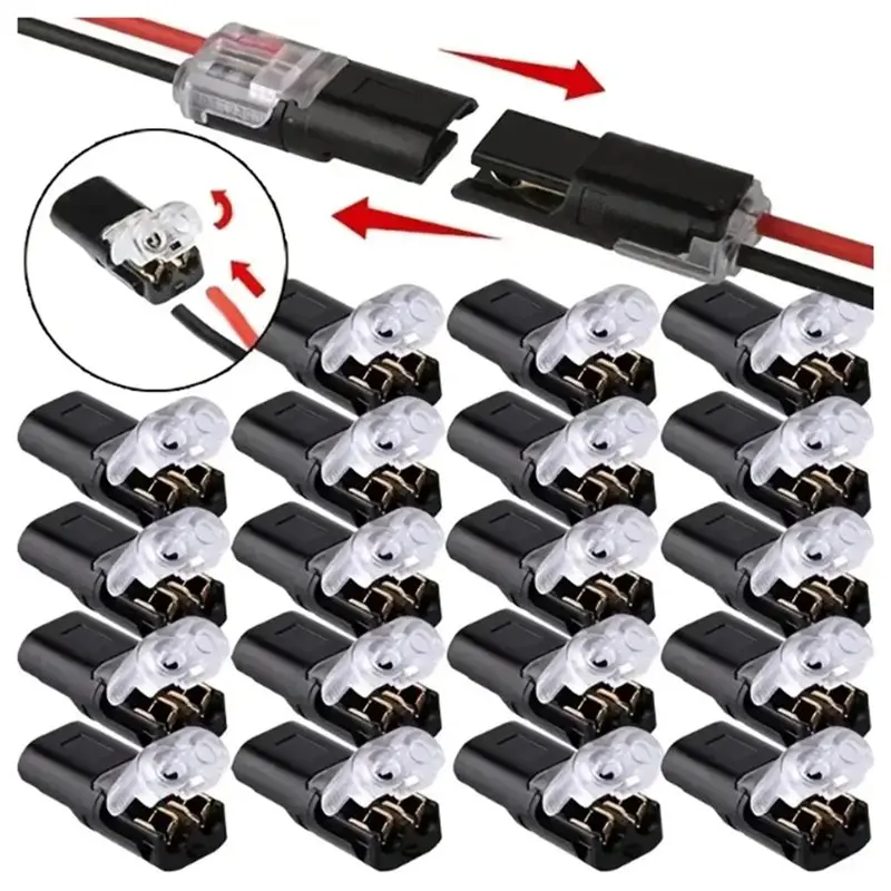 A13E-D2 2-Pin Pluggable Wire Connectors 100-Pack Nylon Insulation Copper Quick-Connect Terminal Blocks