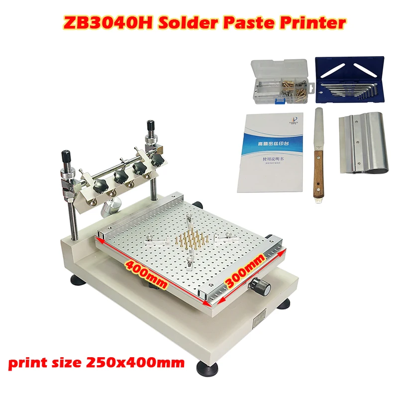 ZB3040H Chip Repair Solder Paste Printer Manual Silkscreen Printer Red Glue Printing Machine Print size 250x400mm