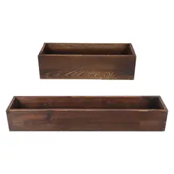 Wooden Flower Box Creative Centerpieces Novelty Unique Wood Planter Box Rectangle for Courtyard Home Garden Balcony Office