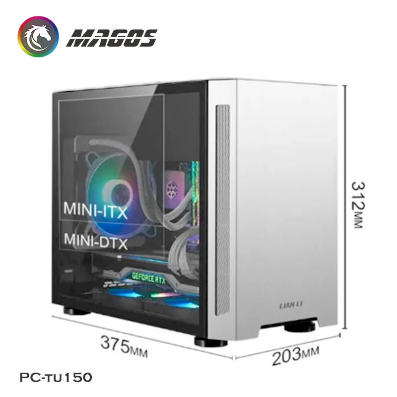 Imagem -03 - Lian li Tu150 Alumínio Mini Itx Case pc Refrigeração de Água Desktop Computador Gamer Gabinete Gaming Case Vidro Temperado Preto Prata