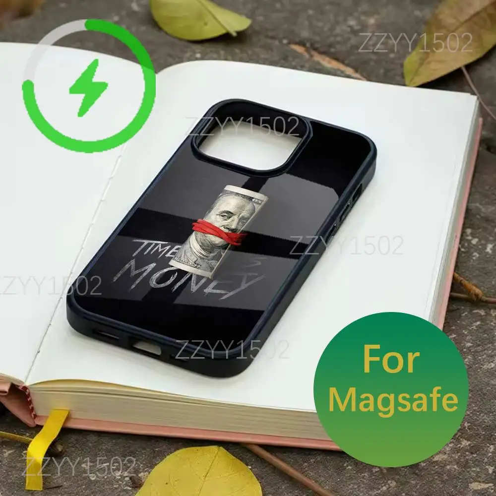 เคสโทรศัพท์ลายเงิน 100 ดอลลาร์ สำหรับ iPhone 17,16,15,14,13,12,11,Pro,Max,Plus,Mini,SE4,E รองรับการชาร์จไร้สาย Magsafe