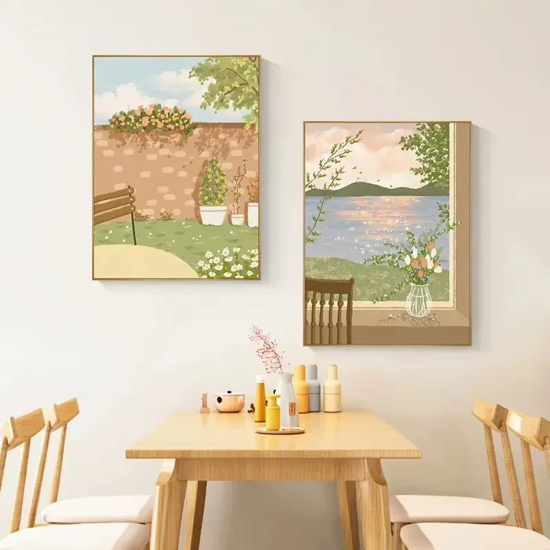 Nordic Style Modern Simple Landscape Canvas Painting for Living Room Bedroom Wall Art Home Decor