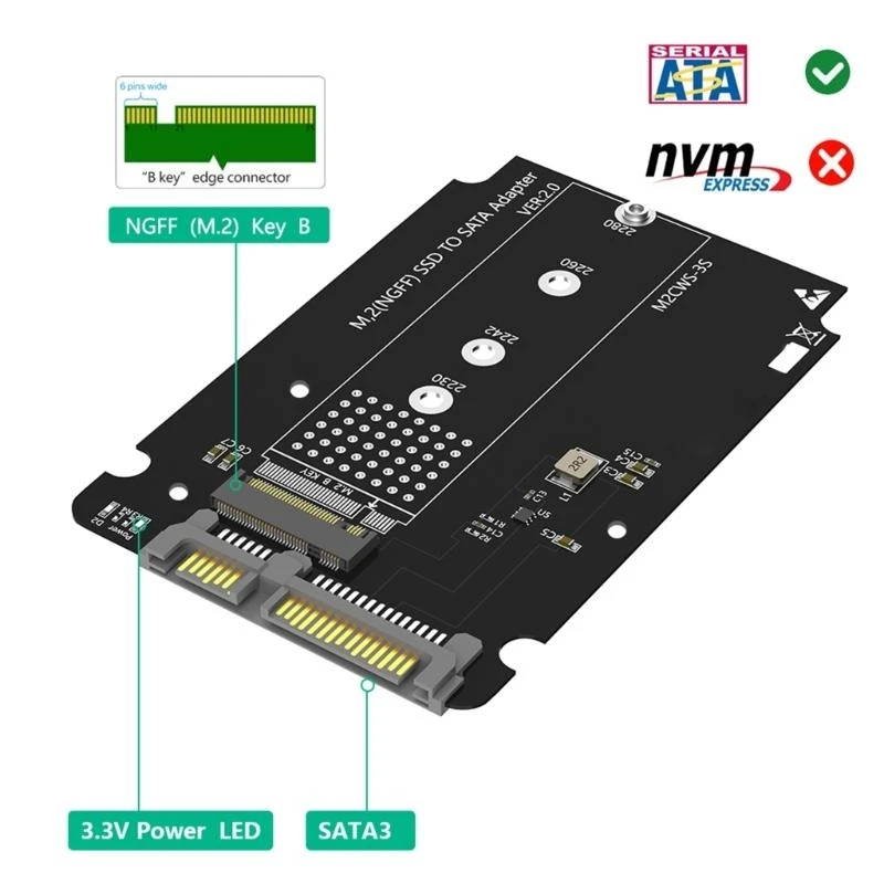 Klucz NVME SSD do SATA3.0 2.5 "Adaptery NVME SSD Converters Risercard OBUDOWA KARTA LAPTOPS