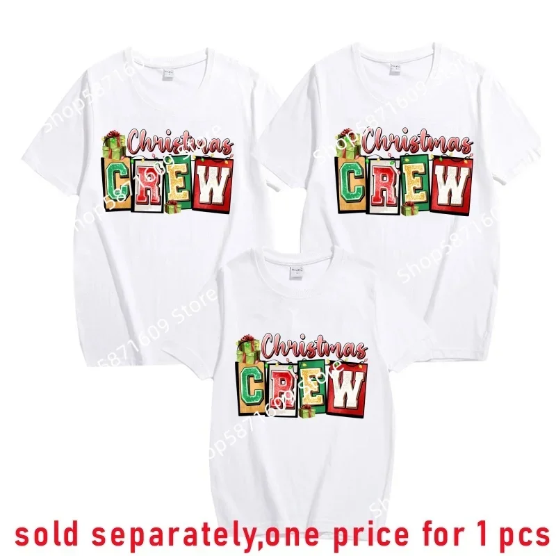 Family Christmas Matching Tshirts Parent Child Holiday Outfit Short Sleeve Top for Father Mother Brother Sisters