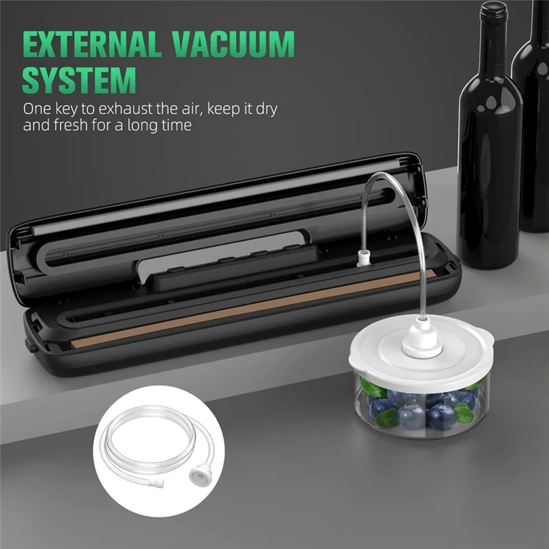 Vacuum Machine Food Vacuum Automatic Air Sealing System For Food Storage Dry and Wet with Seal Bags Kit Black,US