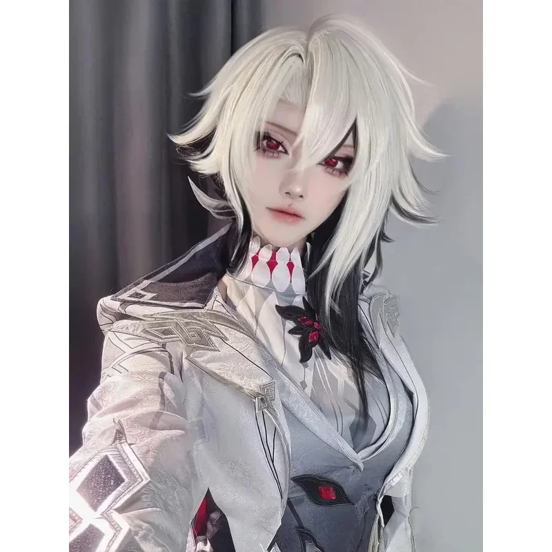 Genshin Impact Arlecchino The Knave Косплей Костюм Fatui Harbinger Набор париков Snezhnaya Servant Хэллоуин Вечеринка Наряд для женщин