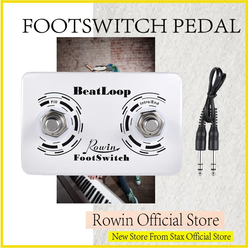 Rowin Dual Momentary External Footswitch for Drum Machine & Guitar Effect Pedal Foot Switch with 6.35mm Stereo Cable True Bypass