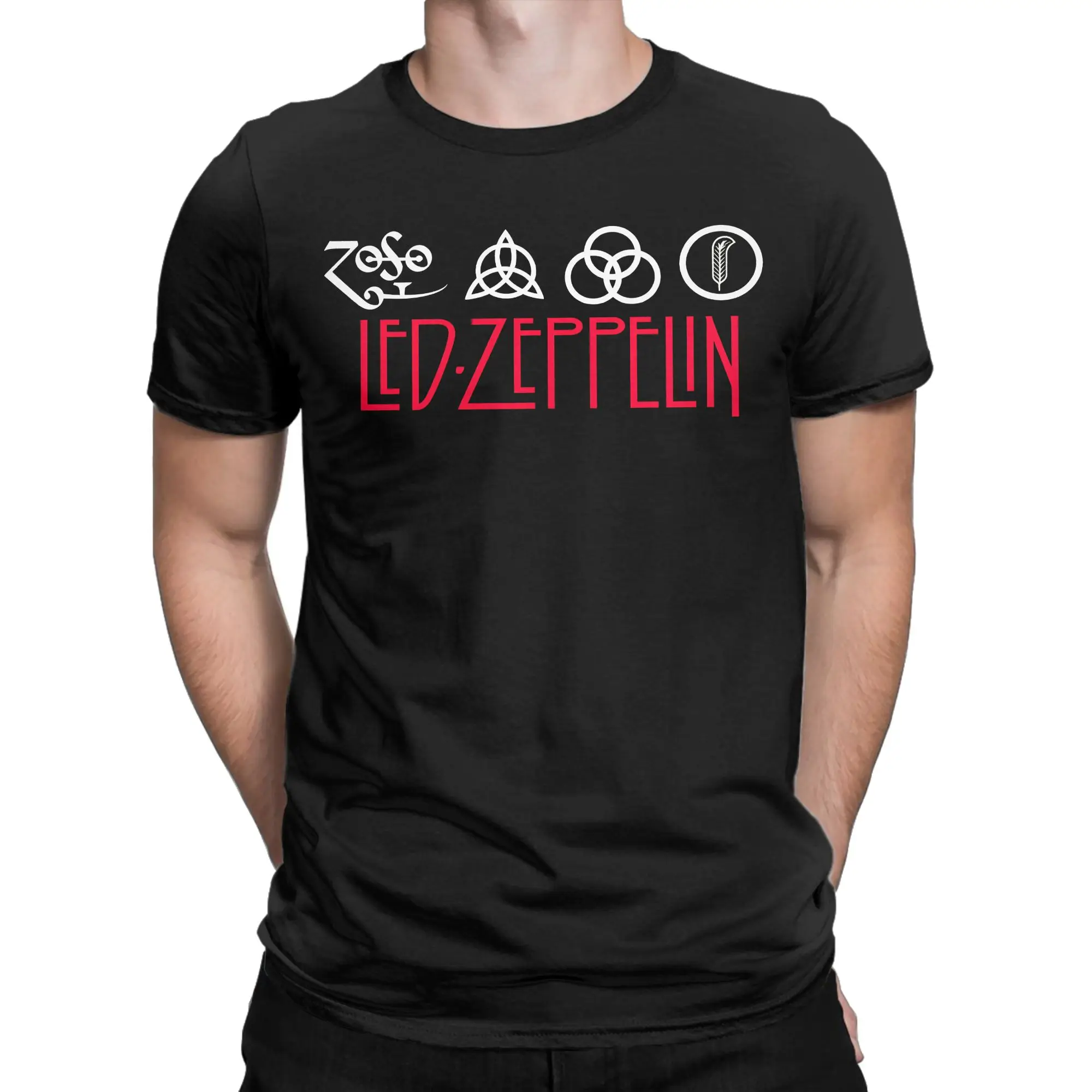 Led Zeppelin U.S. Tour 1975 T-Shirt for Men  Casual 100% Cotton Tee Shirt O Neck Short Sleeve T Shirt Summer Clothing