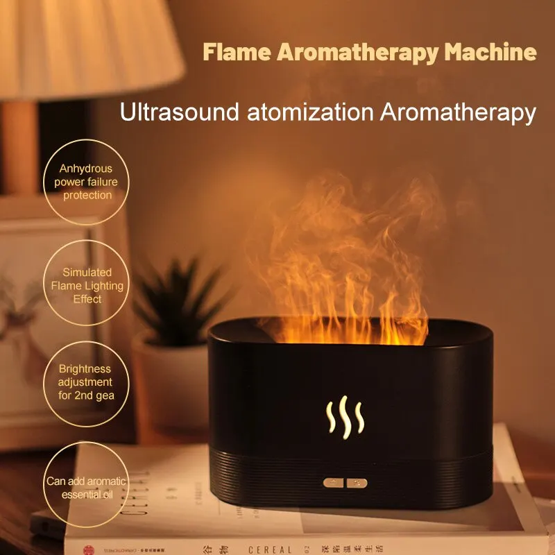 Perfume Humidifier Ultrasonic Air Humidifier With LED Lighting Simulation Colorful Flame Fragrance Machine 4