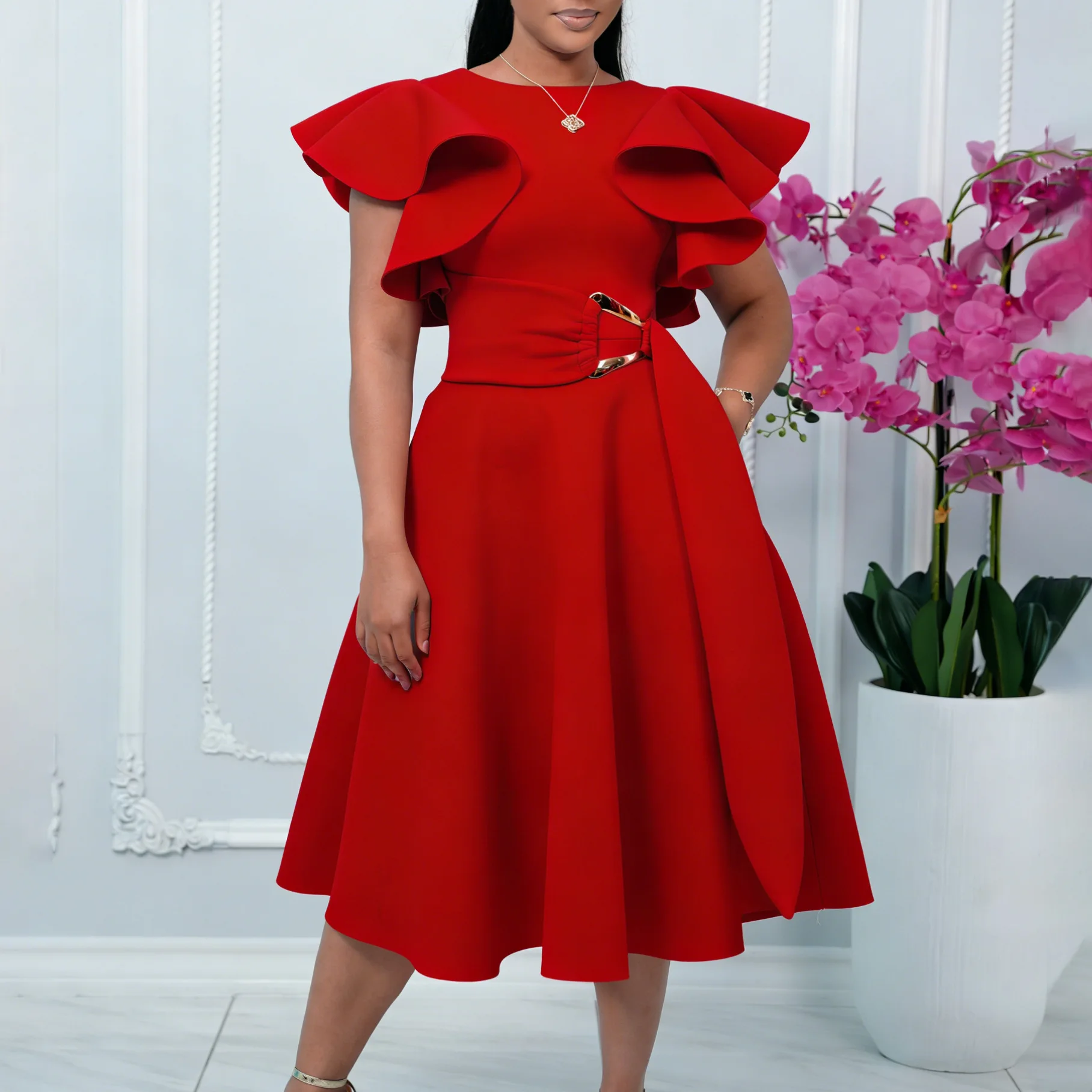 Elbise Kadın Orta Uzunlukta El - French Vintage Floral Midi Dress incelemesi ve fiyatı